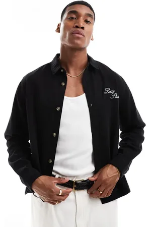 ASOS Overskjorte i denim med firkantet snit og broderi på brystet
