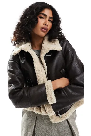 JJXX Brun aviator-jakke med teddy-for