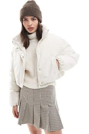 Pimkie Cremehvid cropped jakke med ståkrave og polstring-Neutral