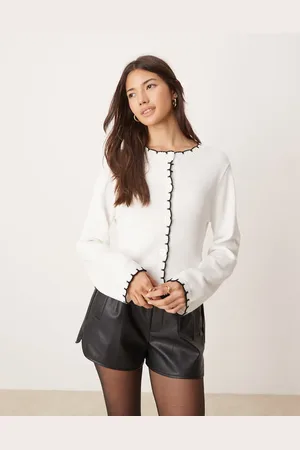 Miss Selfridge Cardigan med tæppesyning-Hvid