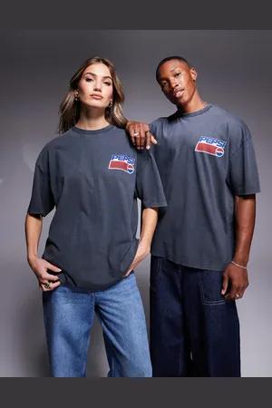 ASOS Sort forvasket unisex-t-shirt i oversized fit med licenseret Pepsilogo-print