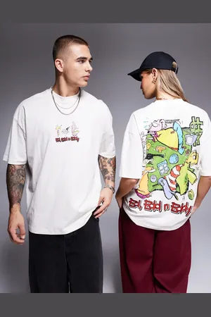 ASOS Unisex - Beige og oversized T-shirt med licenseret Ed, Edd n Eddy-print-Neutral