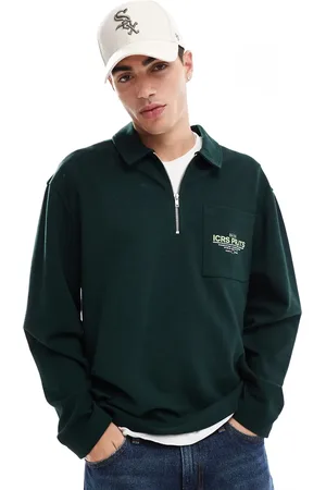 ASOS Oversized polo med lommeprint og tekstur i jersey-Sort
