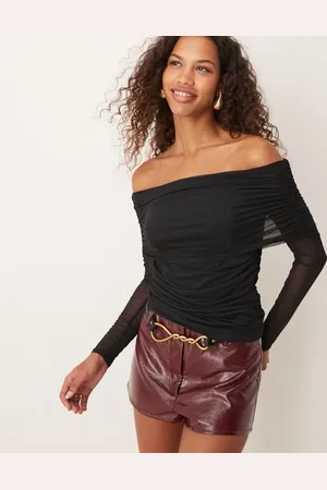 Abercrombie & Fitch Offshoulder-top med lange ærmer i mesh