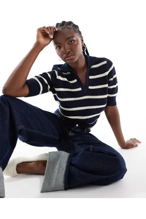 VERO MODA Strikket polotop i bomuld med striber