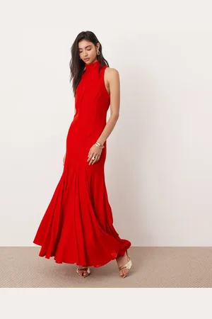 ASOS Halterneck-maxikjole i velour med kilenederdel