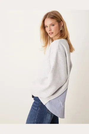 ASOS Gråmeleret oversized sweatshirt med skjortedetalje