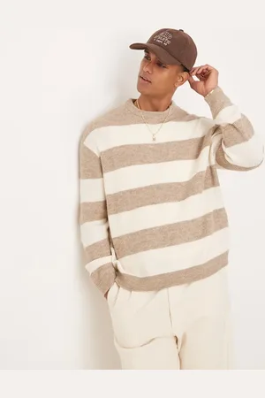 ASOS Ecrufarvet og oversized trøje med tekstur og striber i strik-Neutral