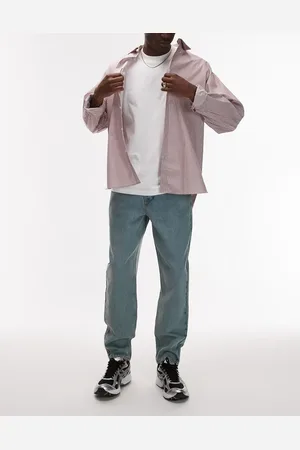 Topman Tapered jeans i lys vask med grønt skær-Blå