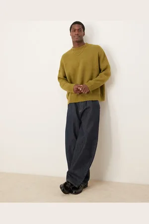 ASOS Superoversized børstet strikket trøje med rund hals i firkantet snit-Grøn