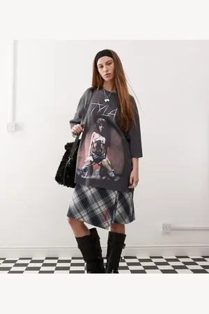 COLLUSION Official Tyla - Sort forvasket oversized licens-T-shirt med musikprint-Grå