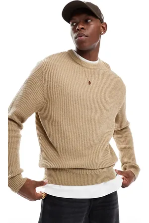 Only & Sons Beige ribstrikket trøje med rund hals-Neutral