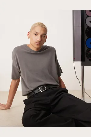 ASOS Brun og afslappet T-shirt i strik - Del af sæt-Grå