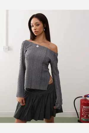 Reclaimed Offshoulder-top med lange ærmer og tekstur
