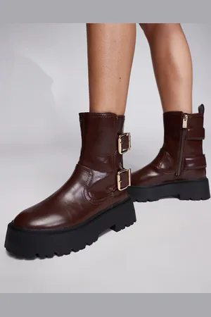 River Island Bordeauxrøde og chunky bikerstøvler