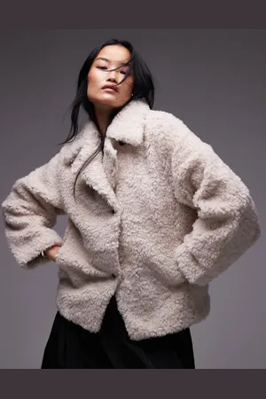& OTHER STORIES Jakke med asymmetriske knapper foran i imiteret pels-Neutral