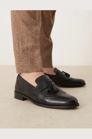 ASOS Sorte brogue-loafers i læder med kvaster