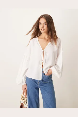 ASOS Elfenbenshvid bluse med bindebånd foran