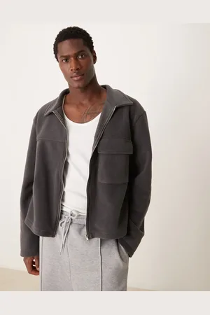 ASOS Oversized skjortejakke med firkantet pasform og lynlås i fleece