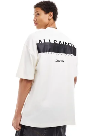 AllSaints Redact - Hvid og oversized T-shirt med broderet logo