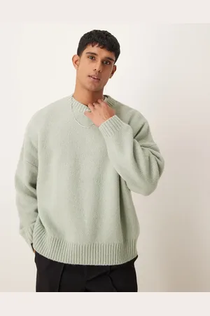 ASOS Salviegrøn super-oversized trøje med rund hals i børstet strik i firkantet pasform