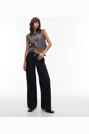Topshop Gråmeleret cropped habitvest med bindebånd foran