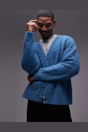 Topman Afslappet cardigan i meleret blå