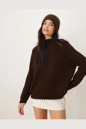 ASOS Chokoladebrun højhalset trøje med tungesting