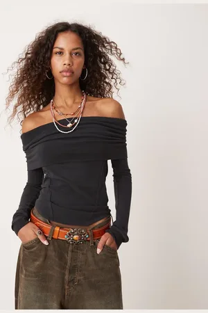 Free People Ribstrikket bandeau-top med foldet kant
