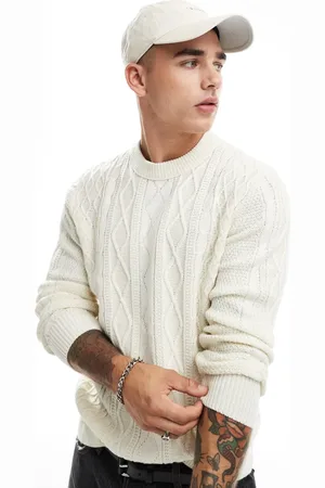 River Island Cremehvid trøje i chunky kabelstrik
