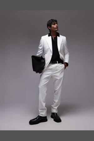 Topman Hvide smoking-habitbukser i slim fit