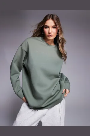 EA7 Oversized og grøn sweatshirt med lyserødt logoprint-Sort