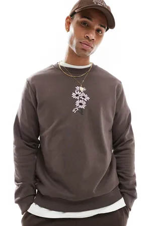 JACK & JONES Brun og oversized sweatshirt med margueritbroderi
