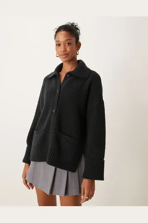 Abercrombie & Fitch Sort cardigan med knapper og krave