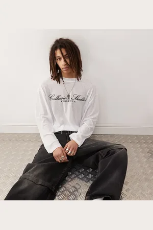 COLLUSION Gennemsigtigt skater-T-shirt med lange ærmer, tekstur og print i firkantet pasform