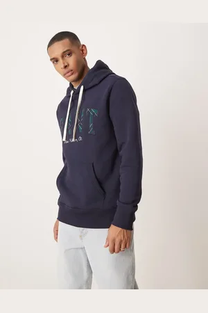 GANT Marineblå hættetrøje med skotskternet logo