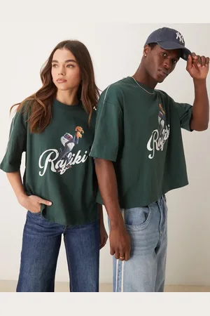 ASOS Unisex - Grøn oversized cropped T-shirt med tittekanter og 