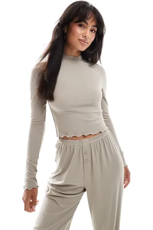 Loungeable Lounge-sæt i ribstrikket jersey-Neutral