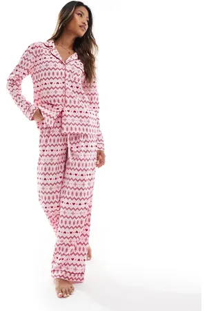 Boux Avenue Jul - Fleece-pyjamas med langærmet skjorte og bukser med Fair Isle-mønster og medfølgende gavepose