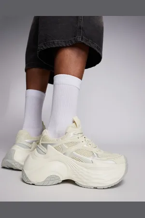 ASOS Hvide og chunky sneakers i mesh med paneler i imiteret læder