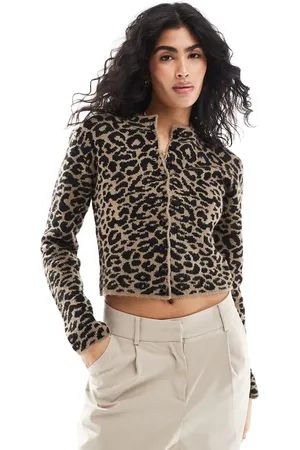 ASOS Cardigan med rund hals og leopardprint-Multifarvet