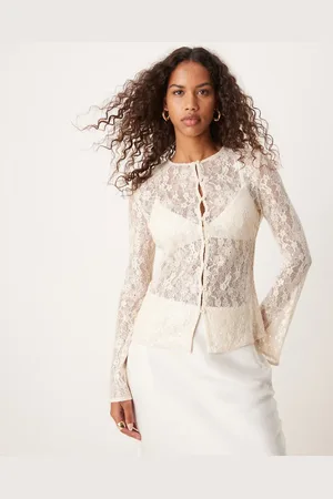 Pretty Lavish Råhvid cardigan i blondestof med pailletter-Neutral