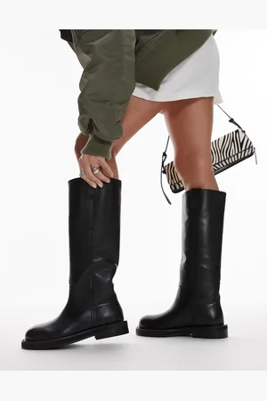 Topshop Rosie - Sorte, chunky og knæhøje støvler i læder