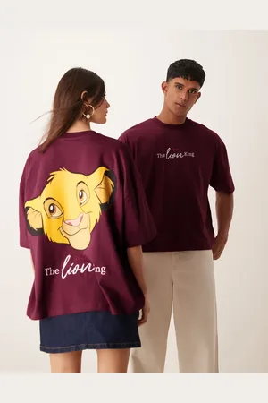 ASOS Disney - Unisex - Bordeaux oversized firkantet T-shirt med The Lion King Simba-print-Rød