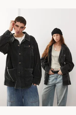 Reclaimed Unisex-skjorte i fløjl-Blå