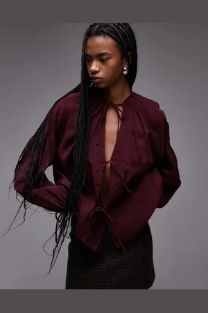 Topshop Blød bordeauxrød top med bindefront