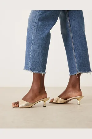 ASOS Hyper - Guldfarvede mules med kitten-hæl