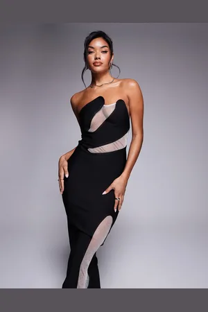 ASOS Bandeau-maxikjole med mesh-indsatser