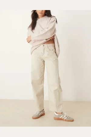 Abercrombie & Fitch Cremehvide barrel-bukser med ballon-ben