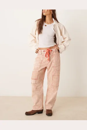 Free People Moxie - Jeans med bindetalje og røde striber